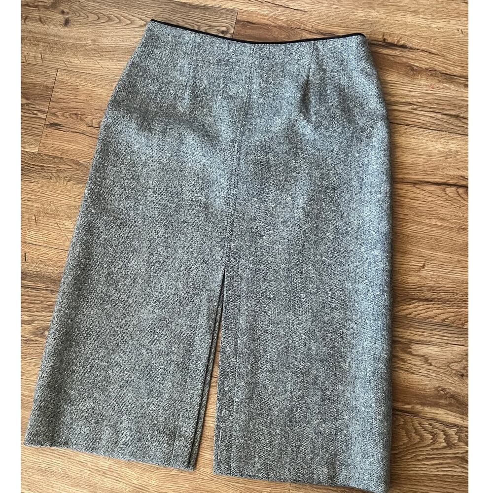 Harolds Size 4 Grey Double Vent Vintage Wool Pencil Skirt Career